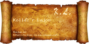 Kollár Lajos névjegykártya